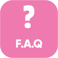White text that says "F.A.Q" above this there is a white icon image of a question mark.